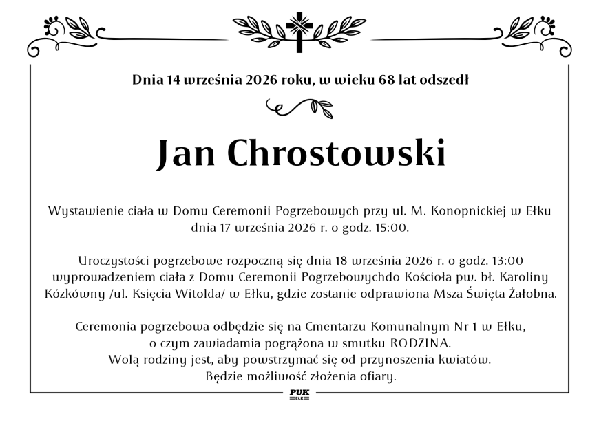 Jan Chrostowski - nekrolog